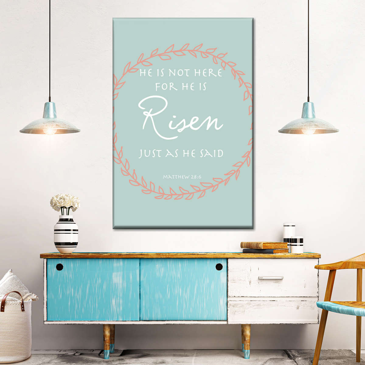 Easter He Is Not Here He Is Risen Canvas Wall Art - Christian Wall Decor Art - Religious Wall Decor