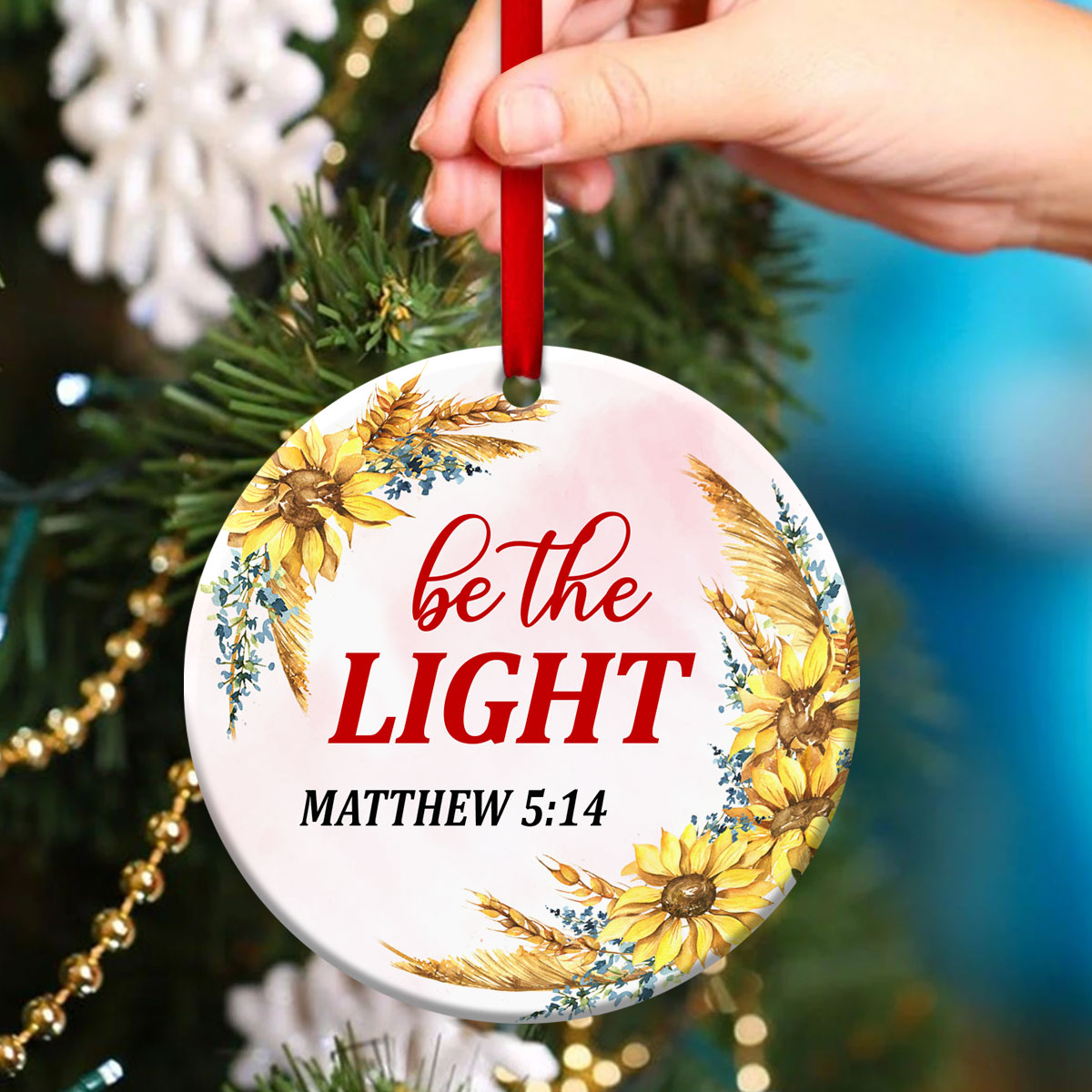 Elegant Flower Ceramic Circle Ornament - Be The Light - Christmas Decor - Funny Ornament