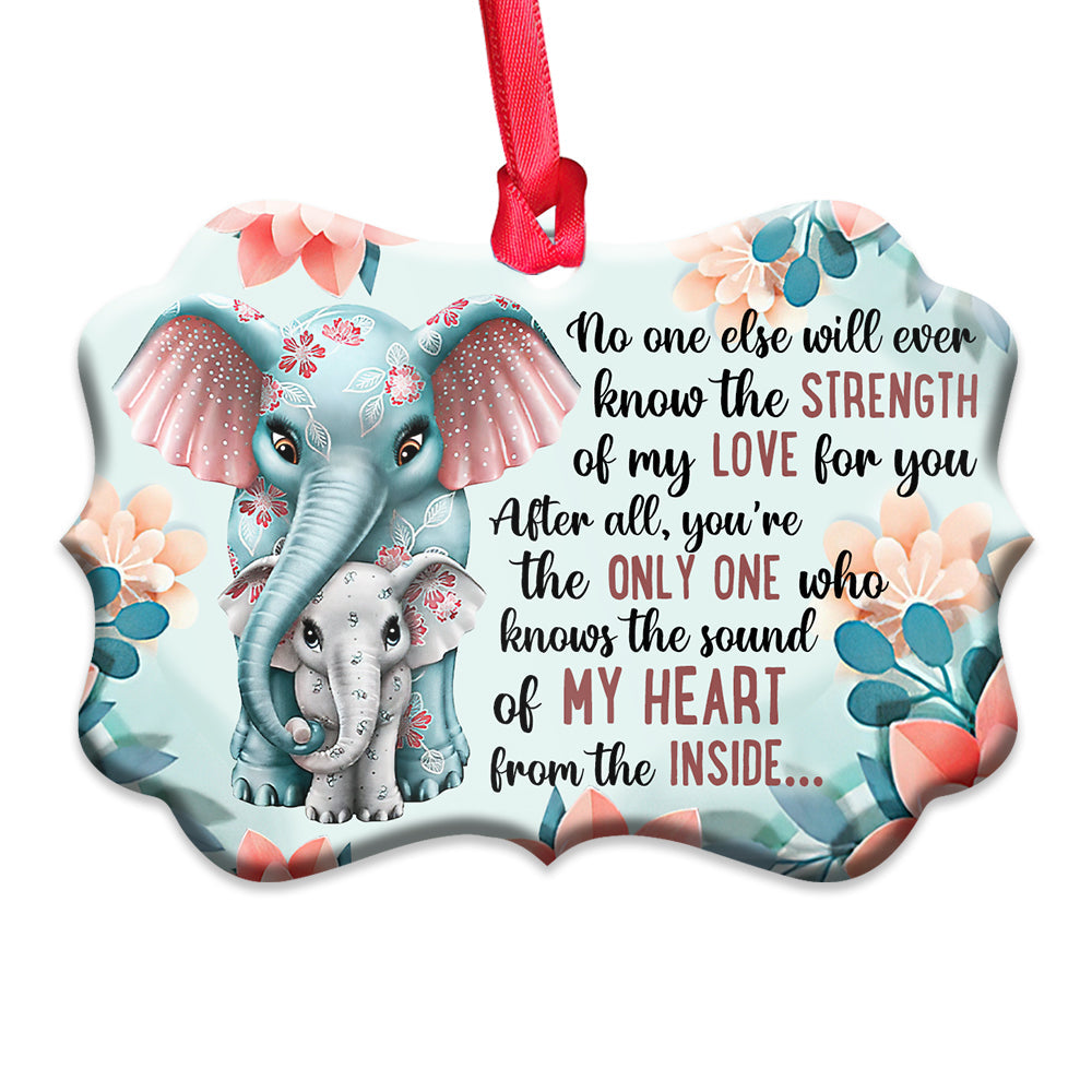 Elephant Family Mother And Daughter Metal Ornament - Christmas Ornament - Christmas Gift