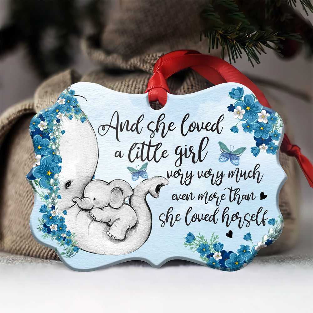 Elephant Family She Loved A Little Girl Metal Ornament - Christmas Ornament - Christmas Gift