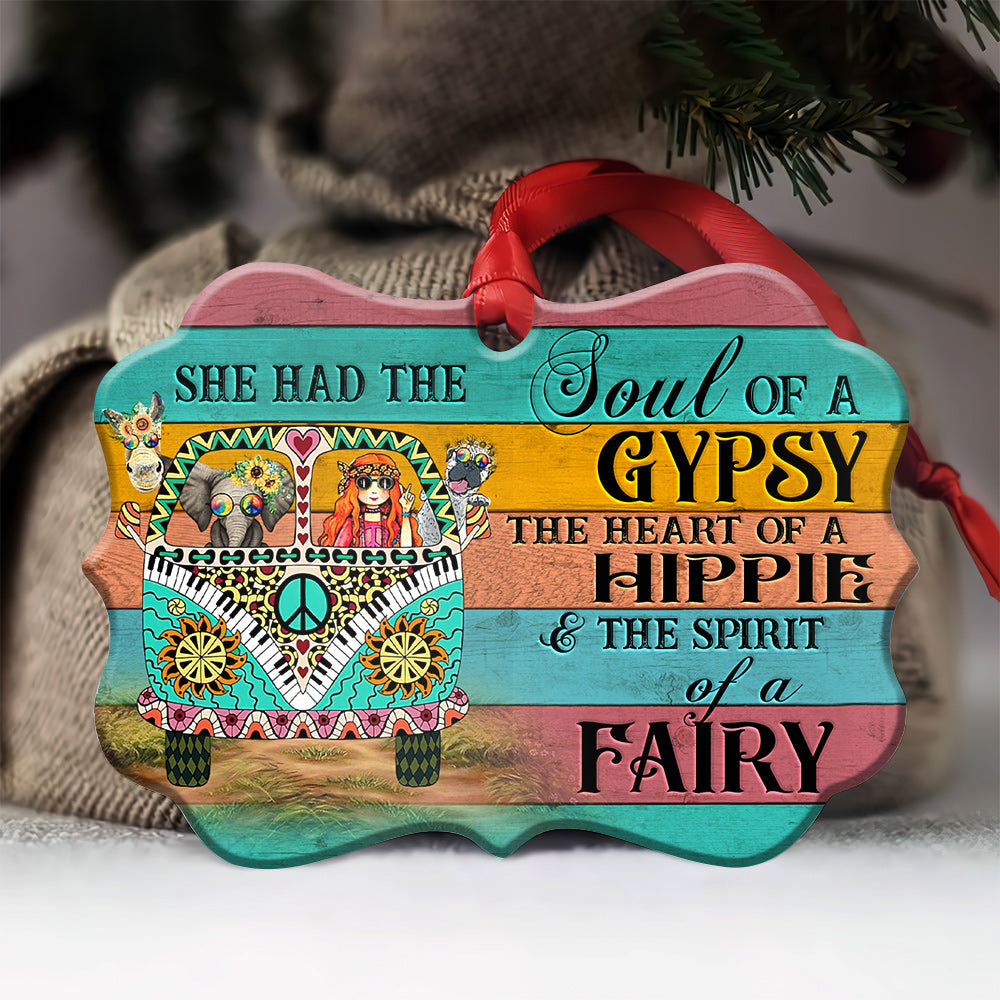 Elephant Hippie A Girl And Her Animals Metal Ornament - Christmas Ornament - Christmas Gift
