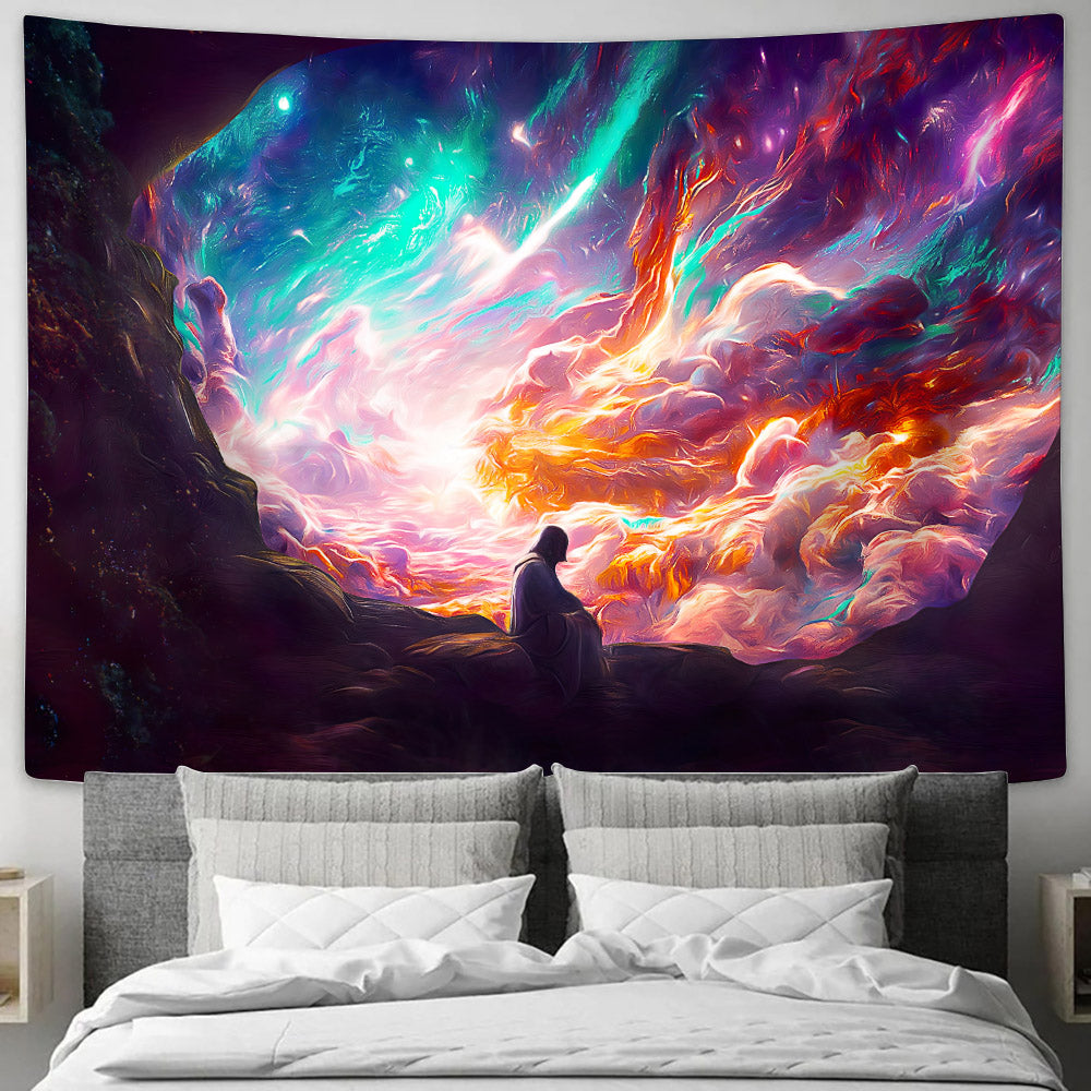 Elijah Meets God From The Cave 1st Kings 19 - Christian Wall Tapestry - God Tapestry - Tapestry Wall Hanging