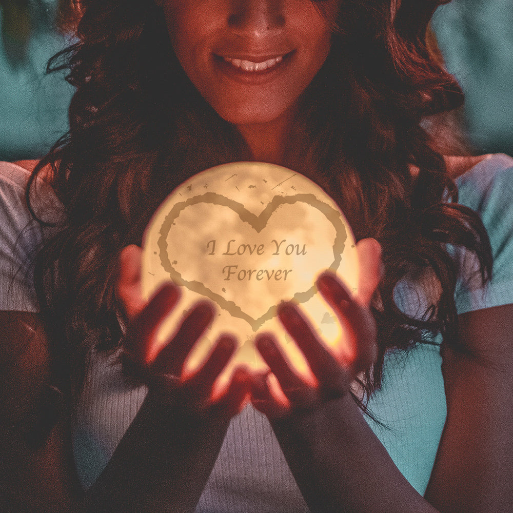 Engraved Heart Moon Lamp Personalized 3D Moon Lamp Keepsake Gifts -Personalized 3d Photo Moon Lamp - Valentine's Day Gifts