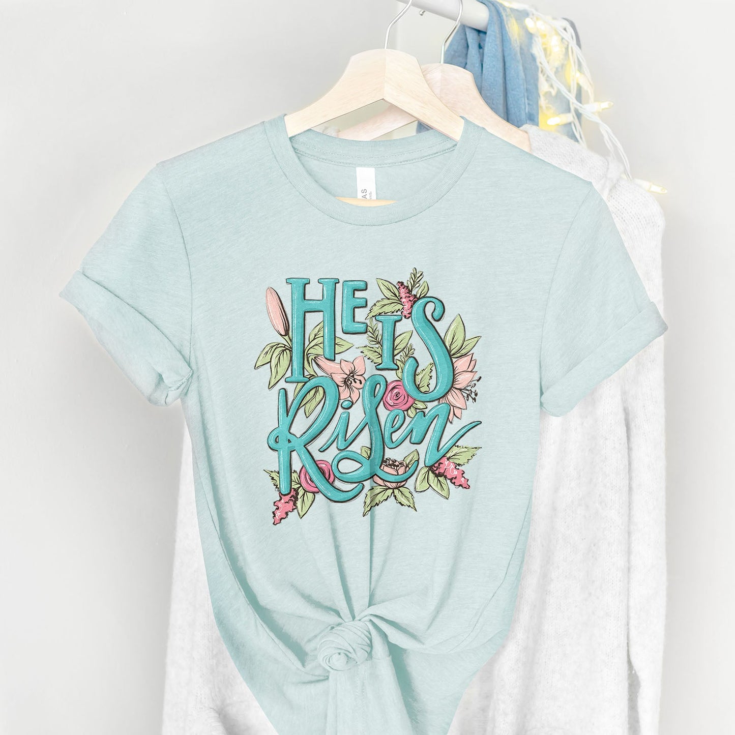He is Risen Easter Flowers Tee Shirts For Women - Christian Easter T Shirts