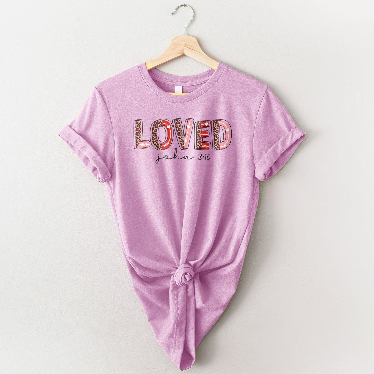 John 3:16 Loved Leopard Doodle Tee Shirts For Women - Christian Shirts for Women - Religious Tee Shirts