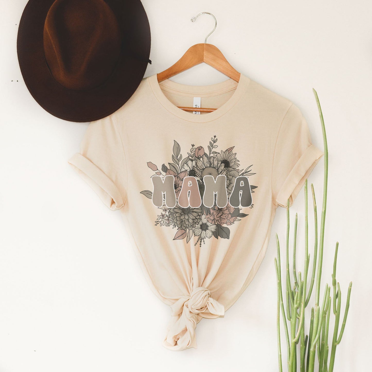 Vintage Floral Mama Tee Shirts For Women - Christian Shirts for Women - Religious Tee Shirts