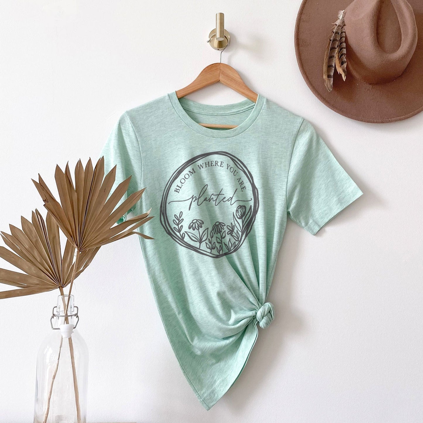 Bloom Where You Are Planted Round Tee Shirts For Women - Christian Shirts for Women - Religious Tee Shirts