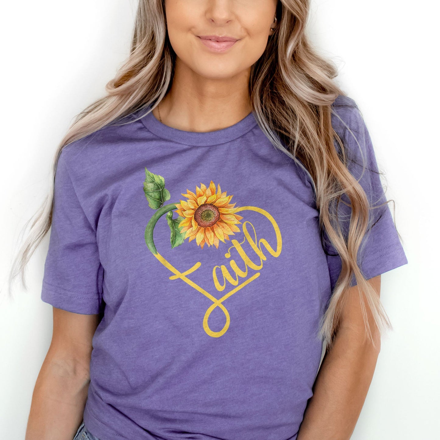 Faith Sunflower Tee Shirts For Women - Christian Shirts for Women - Religious Tee Shirts
