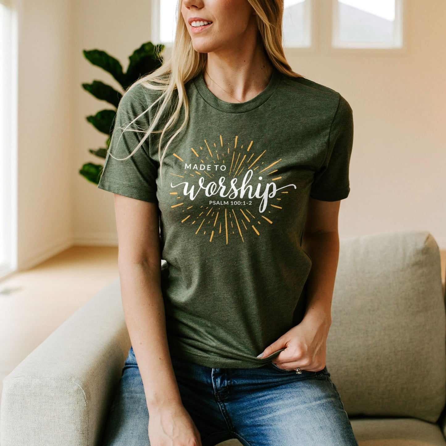 Made To Worship Sparkle Tee Shirts For Women - Christian Shirts for Women - Religious Tee Shirts