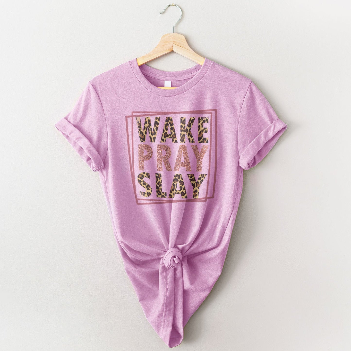Wake Pray Slay Leopard Tee Shirts For Women - Christian Shirts for Women - Religious Tee Shirts