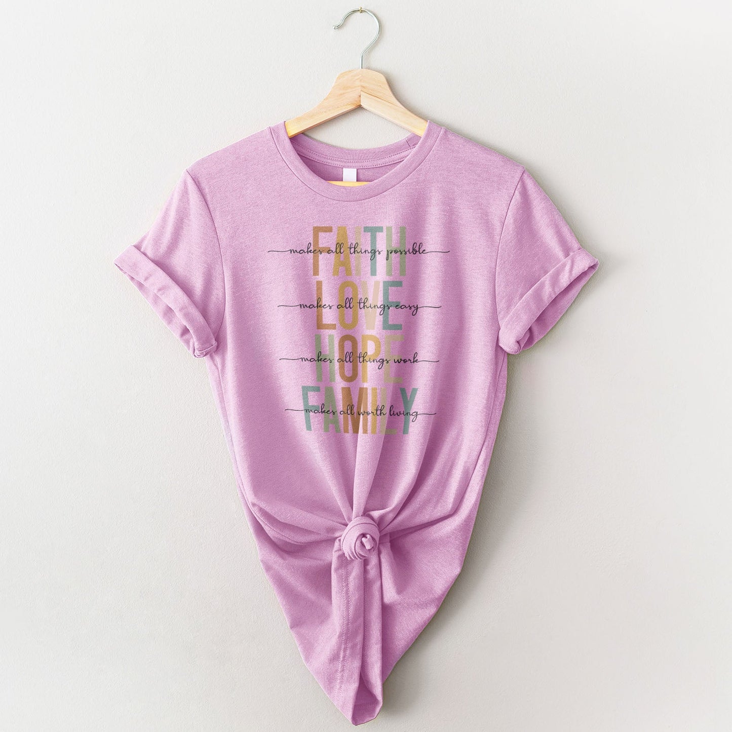 Faith Love Hope Family Tee Shirts For Women - Christian Shirts for Women - Religious Tee Shirts