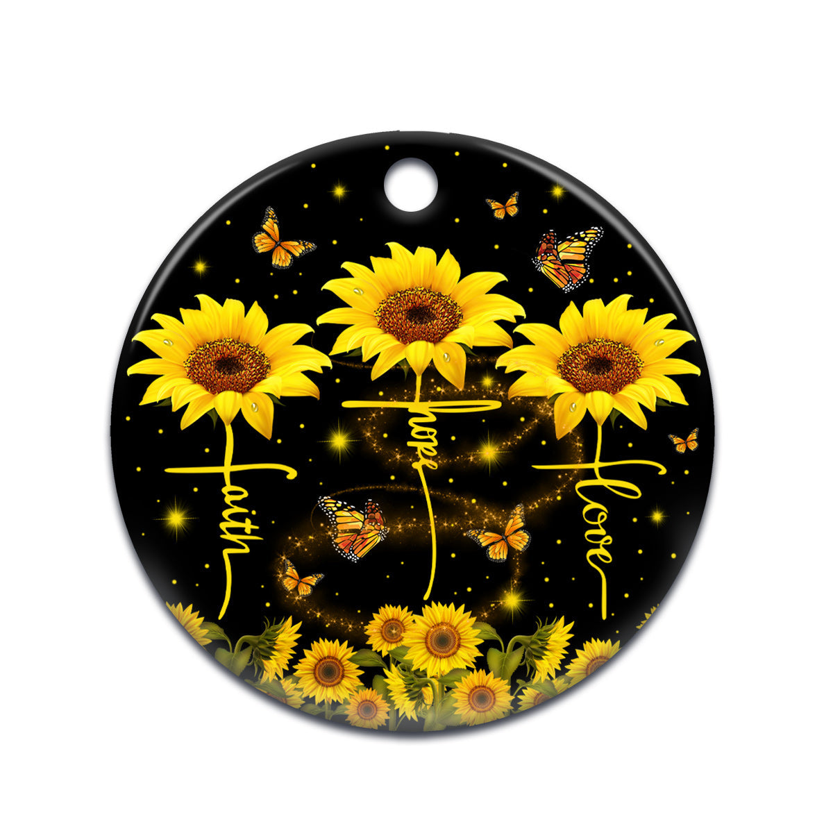 Faith Butterfly 11 Ceramic Circle Ornament - Decorative Ornament - Christmas Ornament