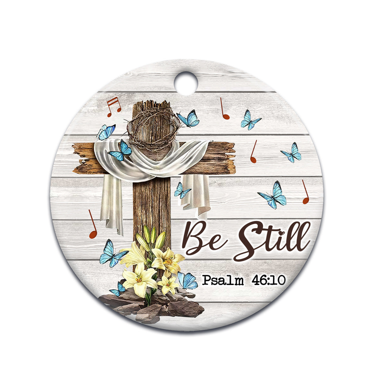 Faith Butterfly 12 Ceramic Circle Ornament - Decorative Ornament - Christmas Ornament