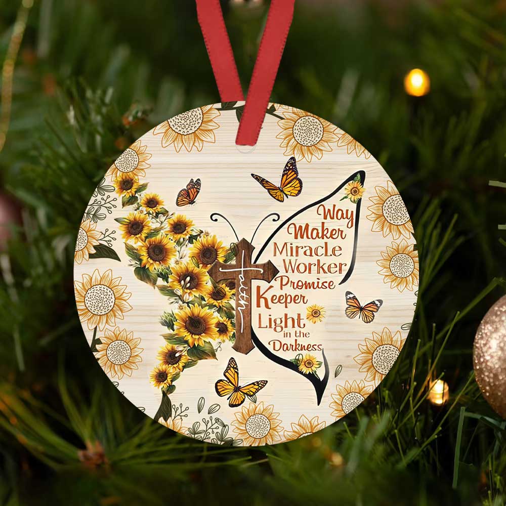 Faith Butterfly 3 Ceramic Circle Ornament - Decorative Ornament - Christmas Ornament