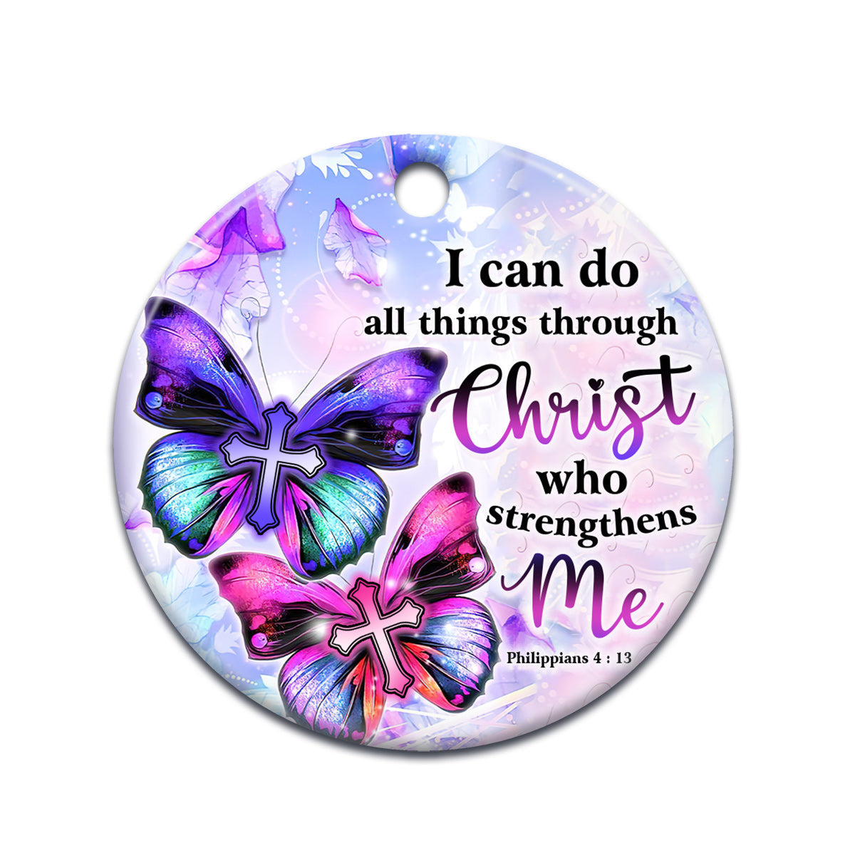 Faith Butterfly 9 Ceramic Circle Ornament - Decorative Ornament - Christmas Ornament