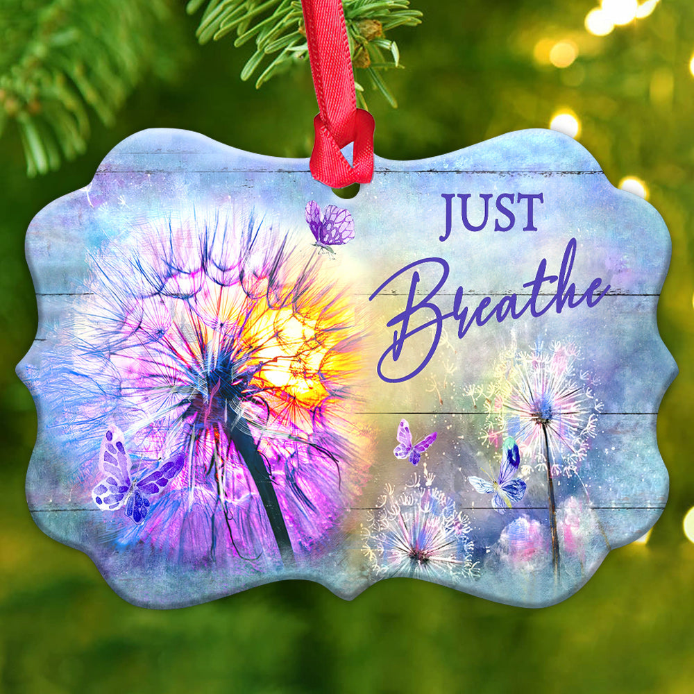 Faith Dandelion Butterfly Just Breath Metal Ornament - Christmas Ornament - Christmas Gift