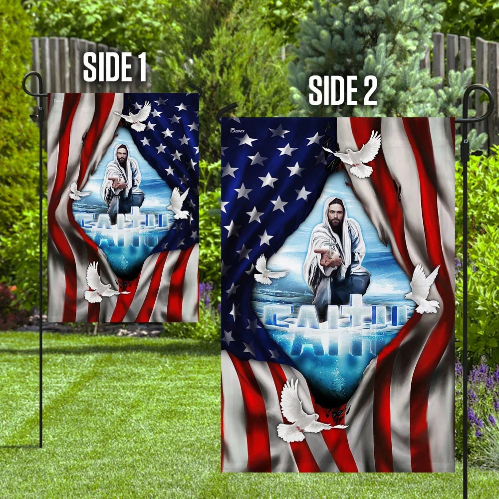 Faith God Jesus Hand Flag - Outdoor Christian House Flag - Christian Garden Flags