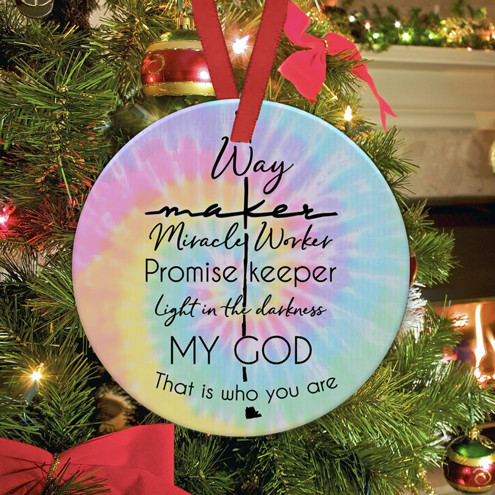 Faith God Who You Are Ceramic Circle Ornament - Decorative Ornament - Christmas Ornament