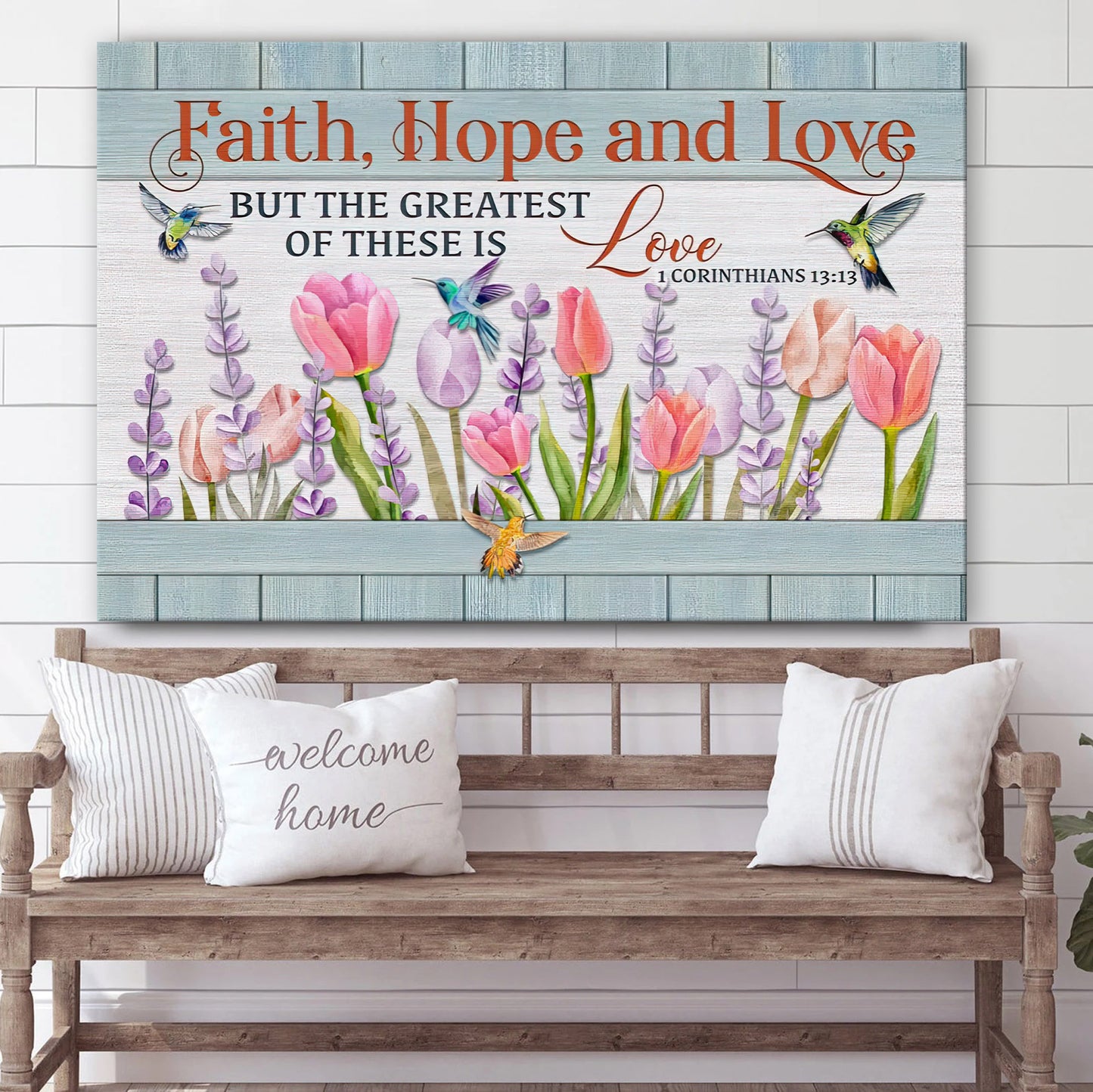 Faith Hope And Love Hanging On Canvas - 1 Corinthians 13 13 Poster Wall Art