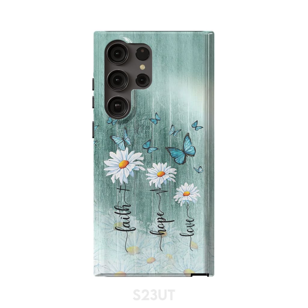Faith Hope Love Daisy Butterfly Phone Case - Christian Phone Cases - Scripture Phone Cases - Iphone Cases Christian
