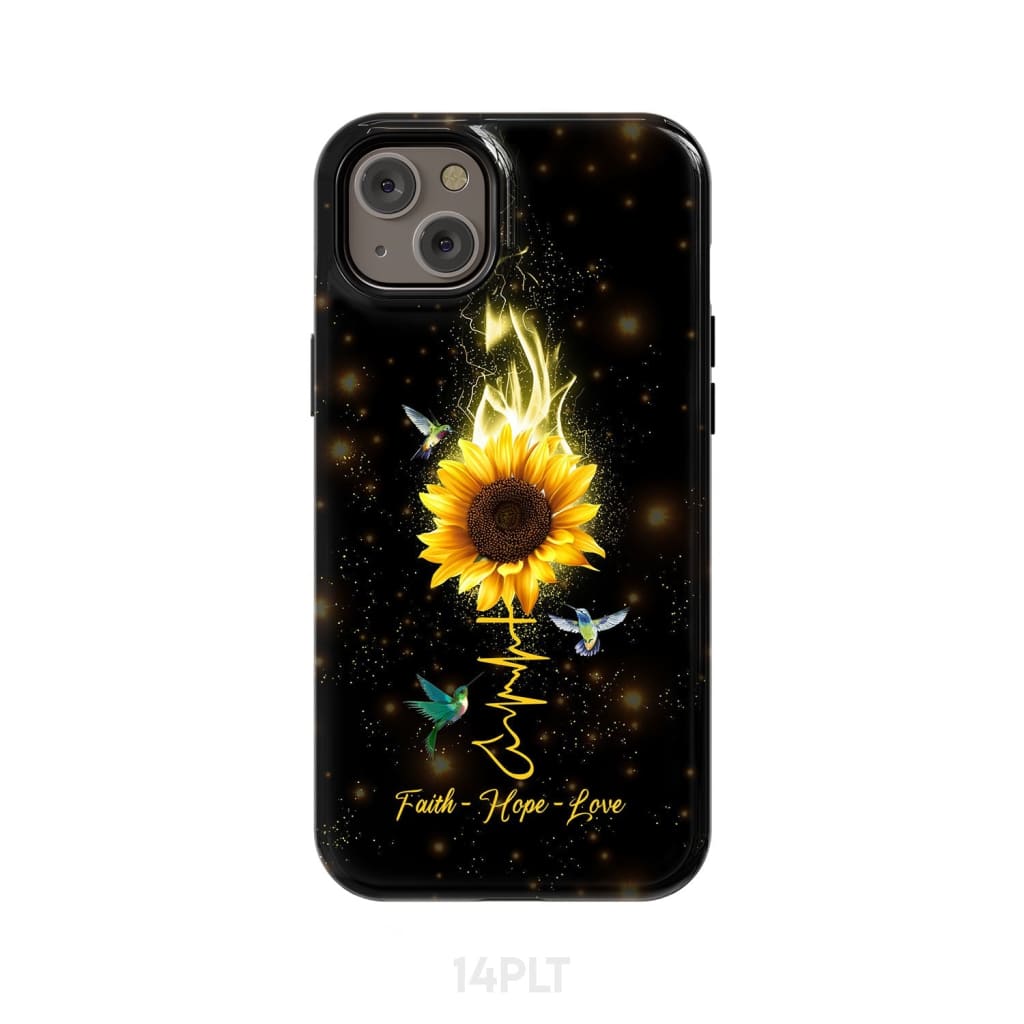 Faith Hope Love Hummingbird Sunflower Christian Phone Case - Scripture Phone Cases - Iphone Cases Christian