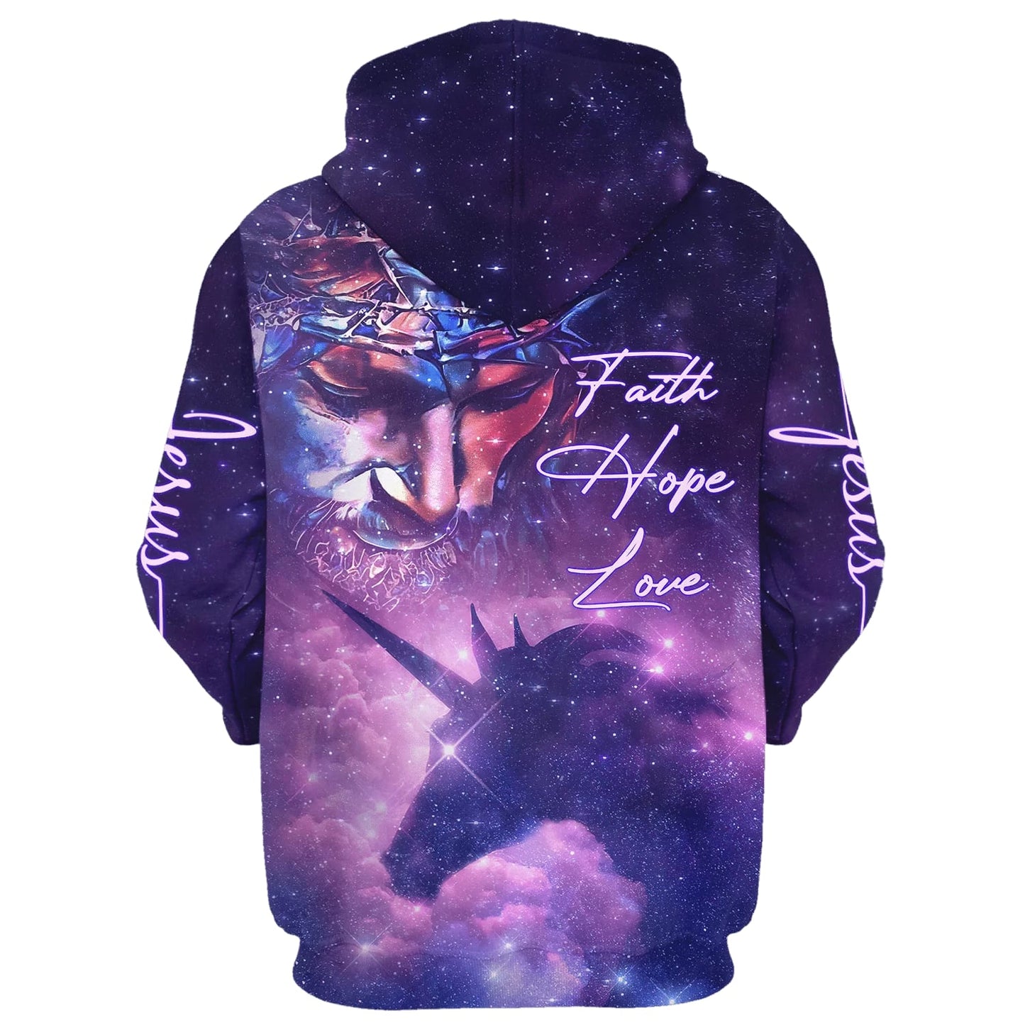 Faith Hope Love Jesus Purple Horse 3D Hoodies - Jesus Hoodie - Men & Women Christian Hoodie - 3D Printed Hoodie