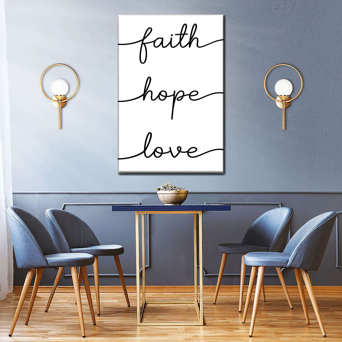 Faith Hope Love Typography I Canvas Wall Art - Christian Wall Decor Art - Religious Wall Decor