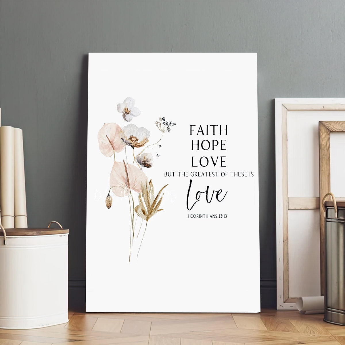 Faith Hope Love Wall Art Canvas -1 Corinthians 13 Poster Gift