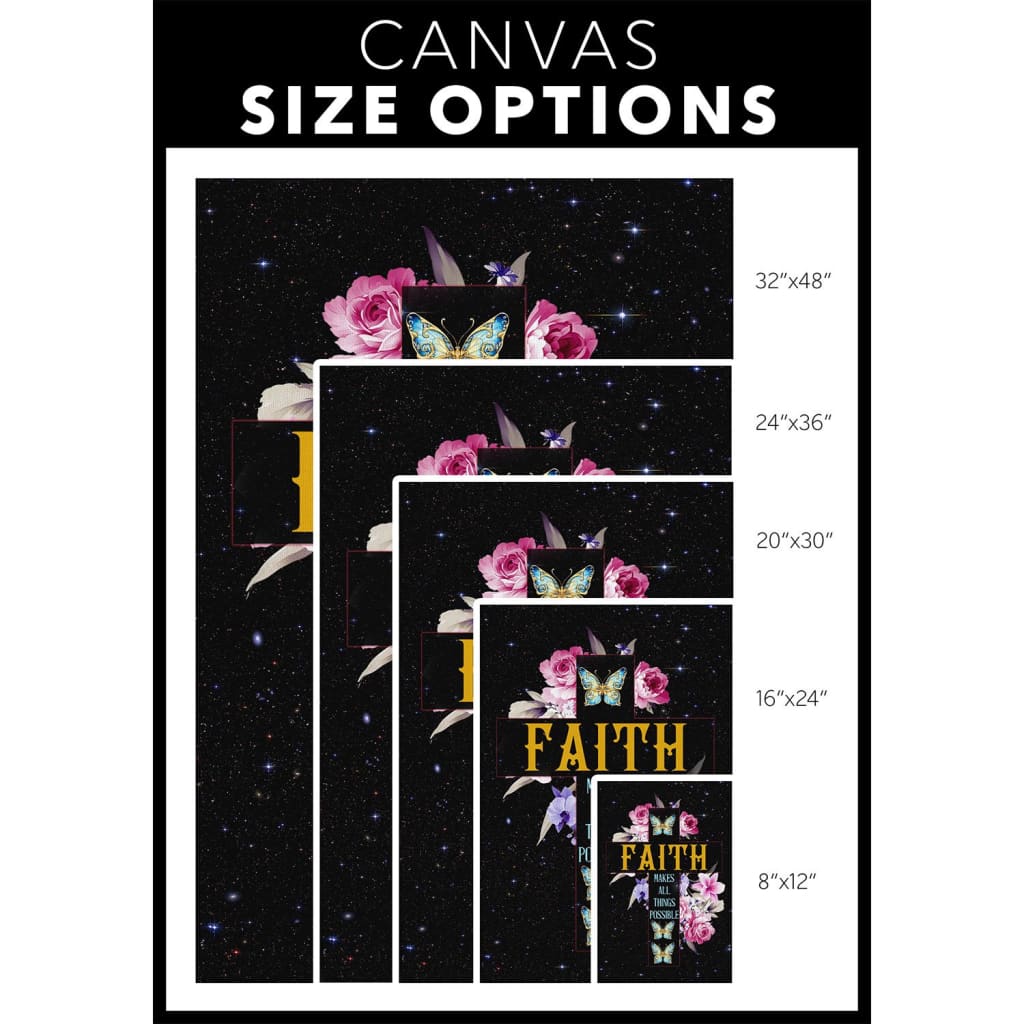 Faith Makes All Things Possible Butterfly Floral Canvas Wall Art - Christian Canvas Prints - Bible Verse Canvas