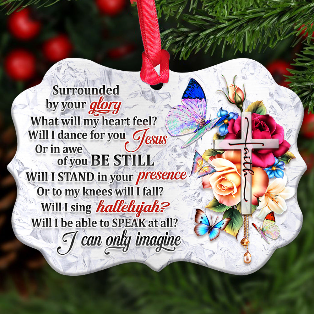 Faith Metal Style Butterfly Only Imagine Roses Metal Ornament - Christmas Ornament - Christmas Gift