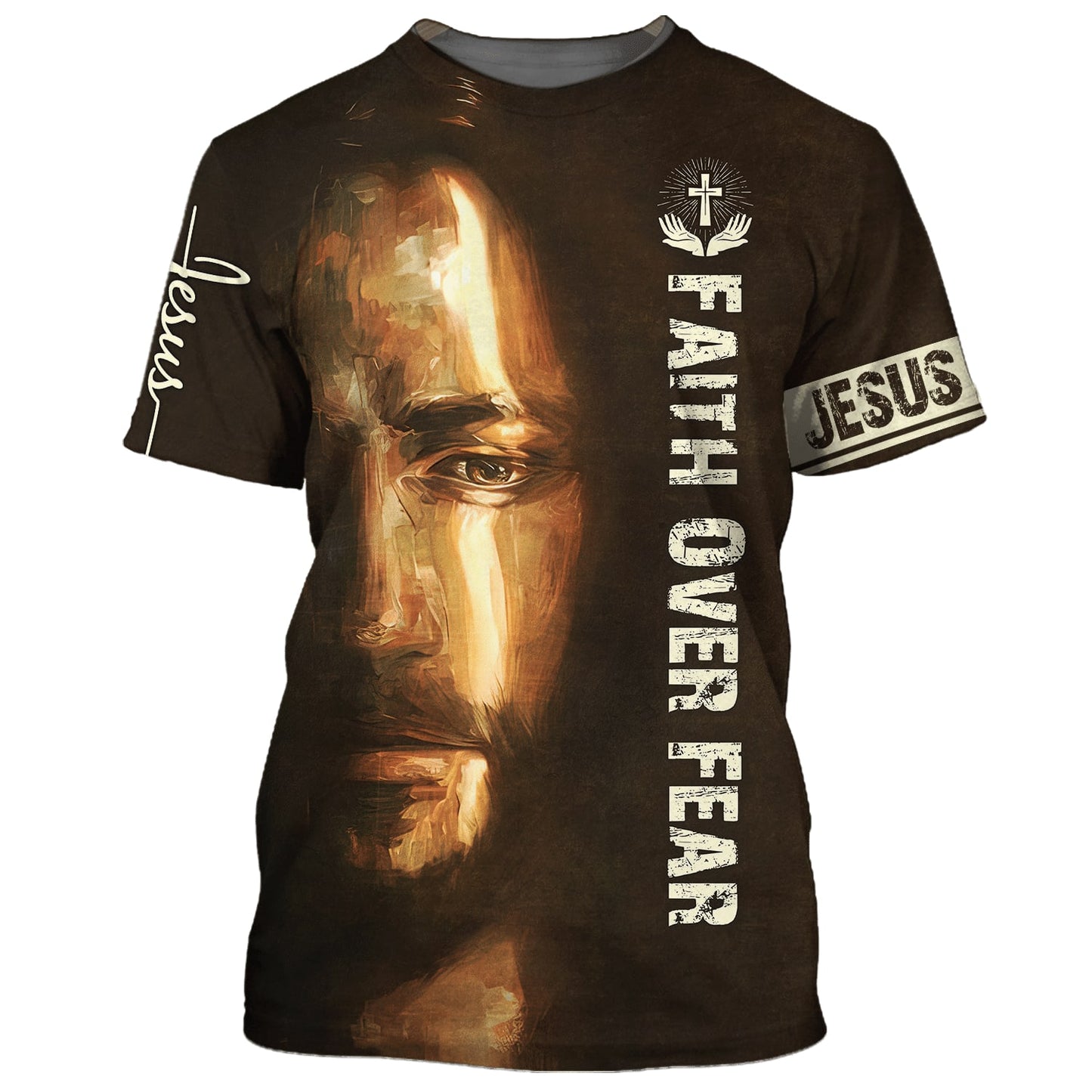 Faith Over Fear Christian Jesus 3D All Over Printed Shirt for Men and Women