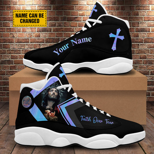 Faith Over Fear Jesus Hands Basketball Shoes For Men Women - Christian Shoes - Jesus Shoes - Unisex Basketball Shoes