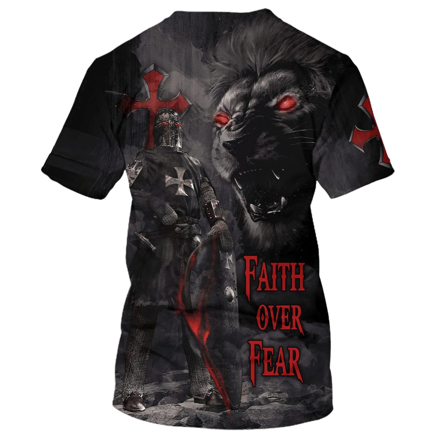 Faith Over Fear Warrior Lion 3D All Over Printed Shirt for Men and Women