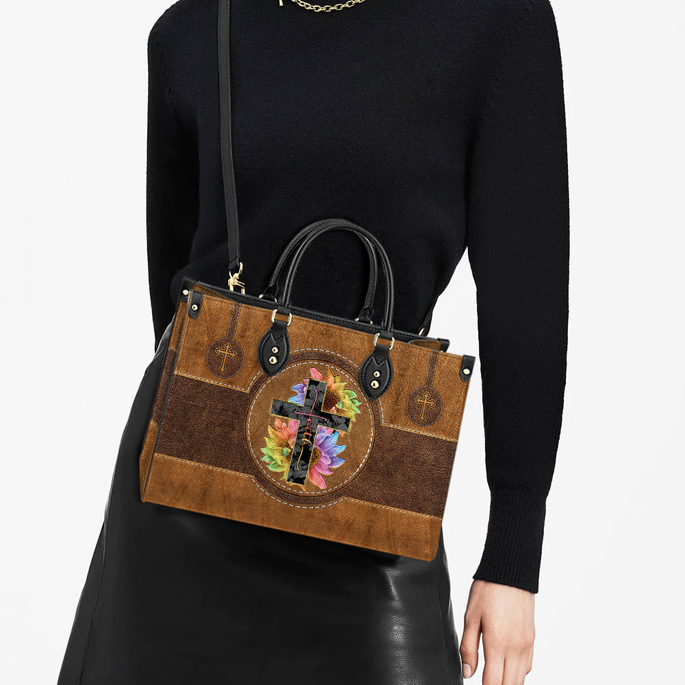 Faith Sunflower Cross Leather Bag - Women's Pu Leather Bag - Gift For Grandmothers