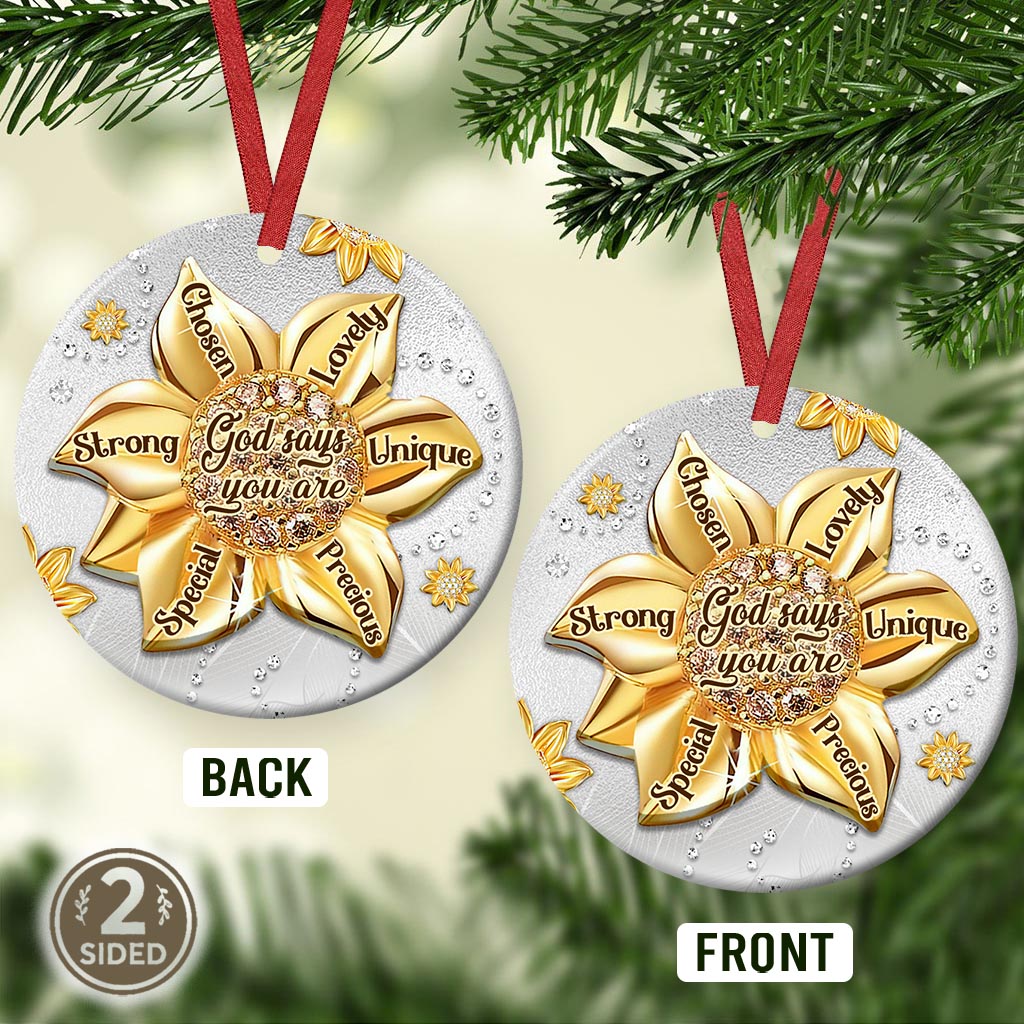 Faith Sunflower Jewelry Style Ceramic Circle Ornament - Decorative Ornament - Christmas Ornament