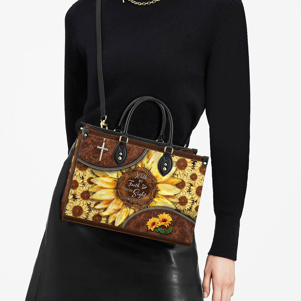 Faith Sunflower Leather Bag - Women's Pu Leather Bag - Gift For Grandmothers