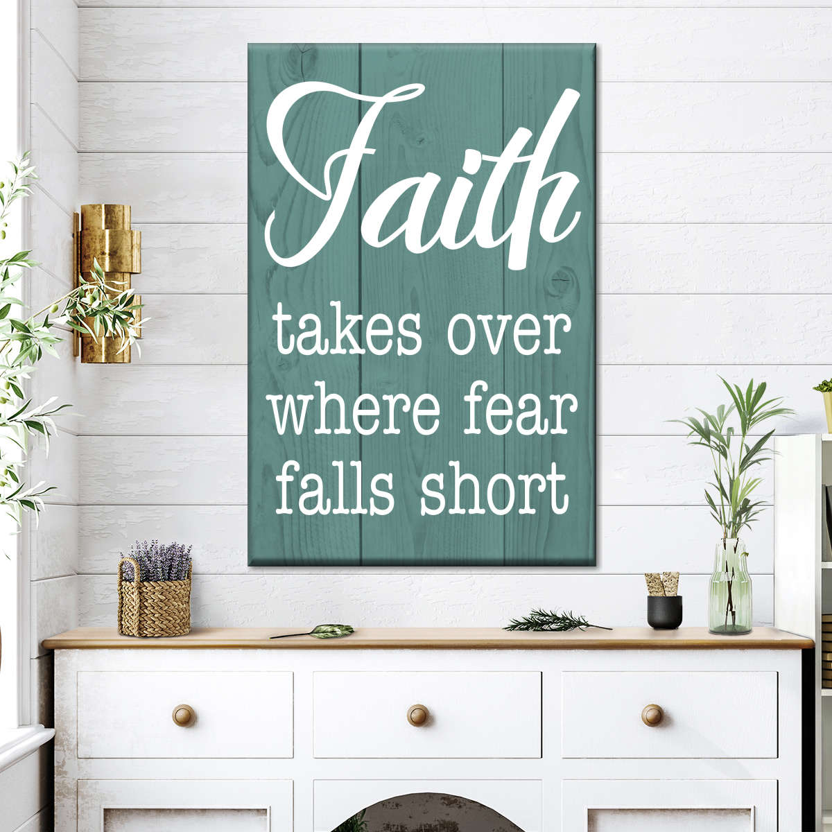 Faith Takes Over Wood Panel Canvas Wall Art - Christian Wall Decor Art - Religious Wall Decor