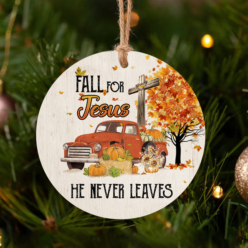 Fall For Jesus Ceramic Circle Ornament - Decorative Ornament - Christmas Ornament