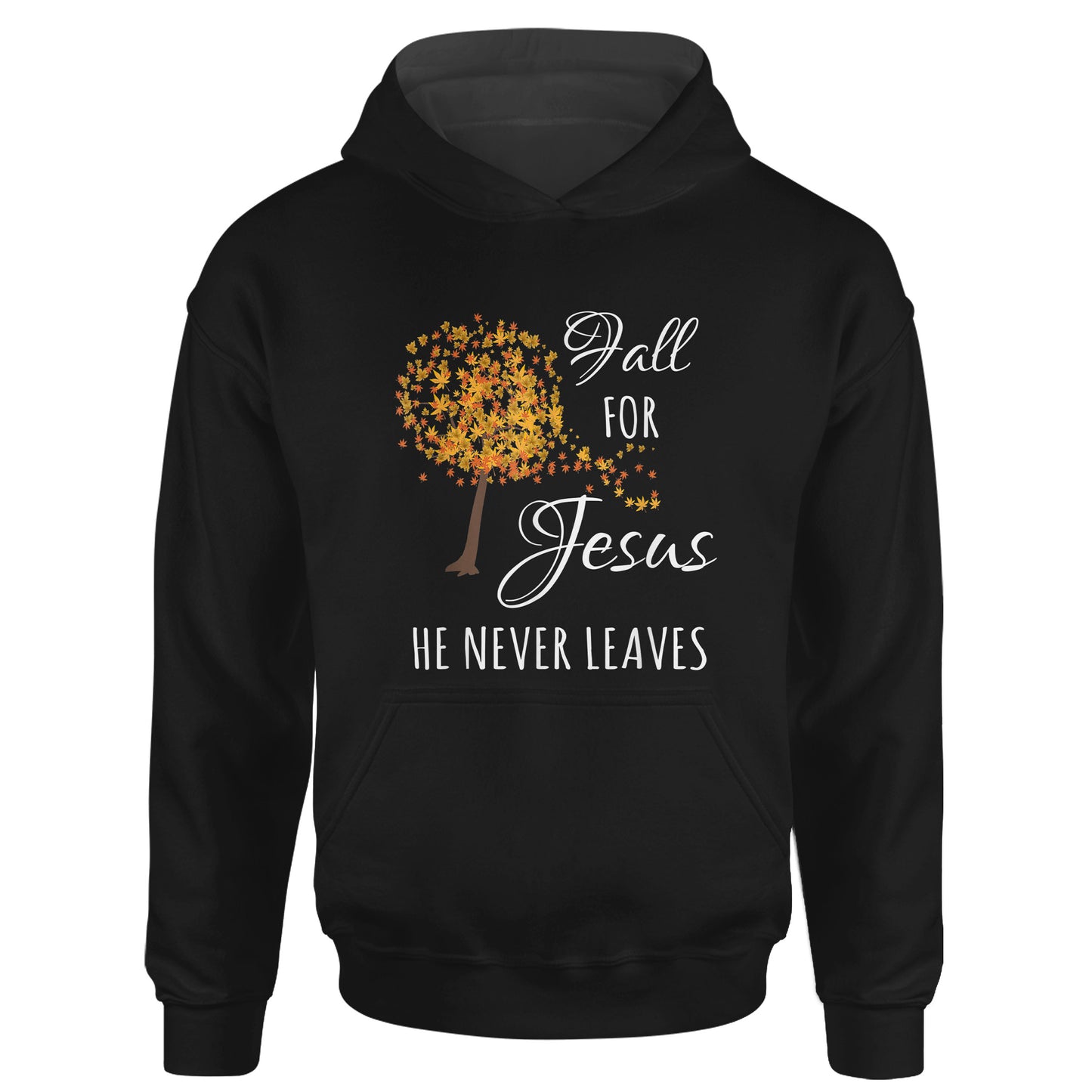 Fall For Jesus He Never Leaves Faith Autumn Thanksgiving T-Shirt