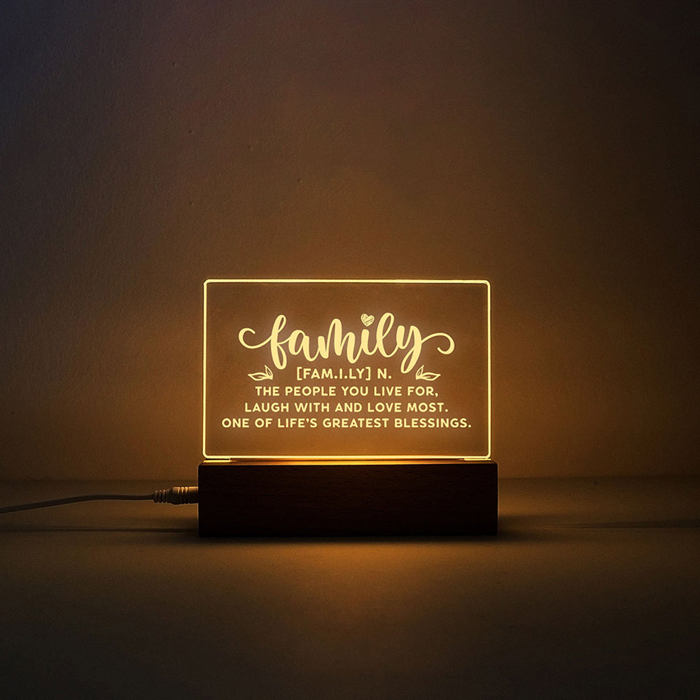 Family Led Night Light - Bible Verse Led Light - New Home Gift - Gift For Christian