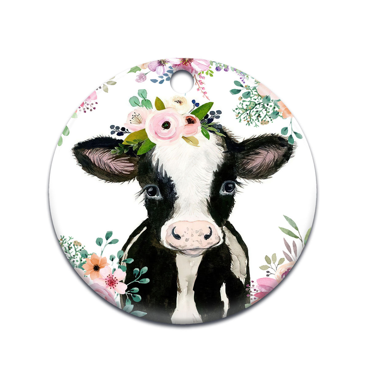 Farm Cow Beautiful Circle Ornament - Christmas Ornament - Ciaocustom