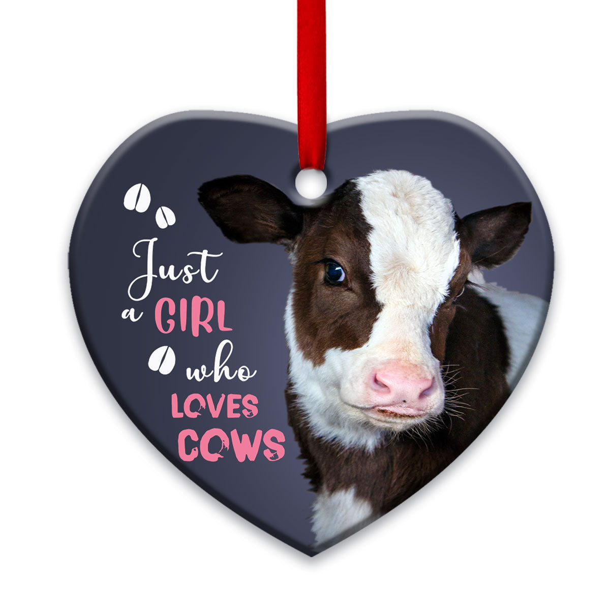 Farm Just A Girl Who Loves Cow Heart Ornament - Christmas Ornament - Ciaocustom