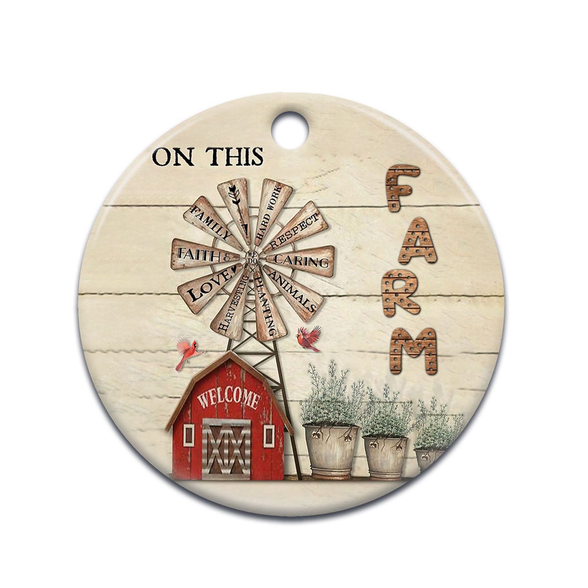 Farm Sweet Home Circle Ornament - Christmas Ornament - Ciaocustom