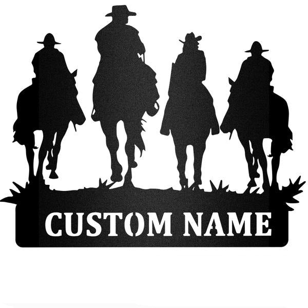 Father And Kids Riding Horse Metal Wall Art Farmhouse Decor Metal Decor Wall Art