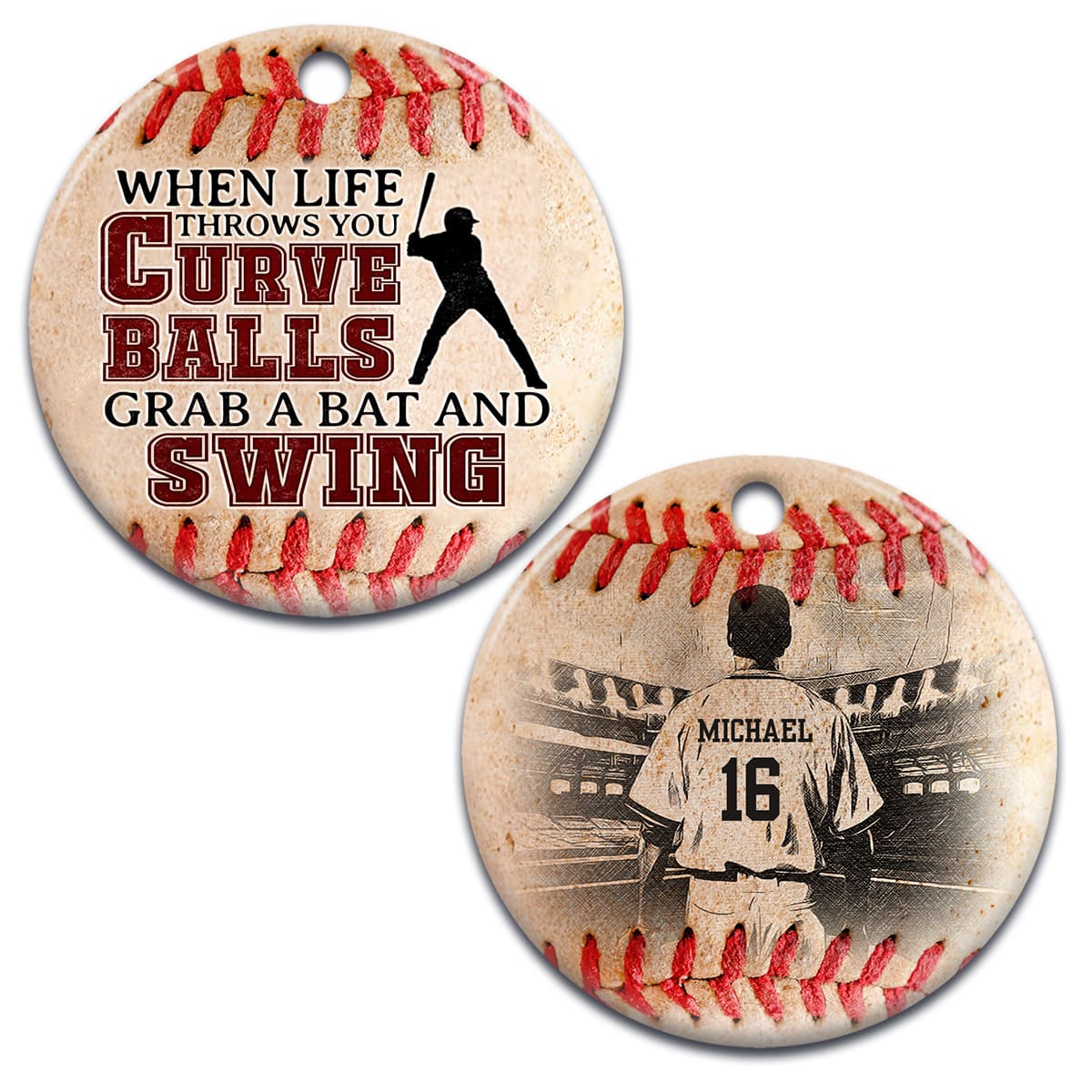 Father Gift When Life Throws You Curve Balls Circle Ornament - Christmas Ornament - Ciaocustom