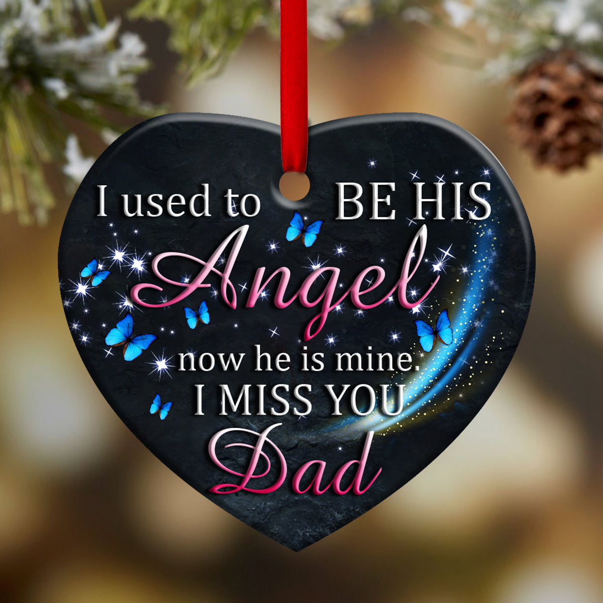Father Memory Heart Ceramic Ornament - Christmas Ornament - Christmas Gift