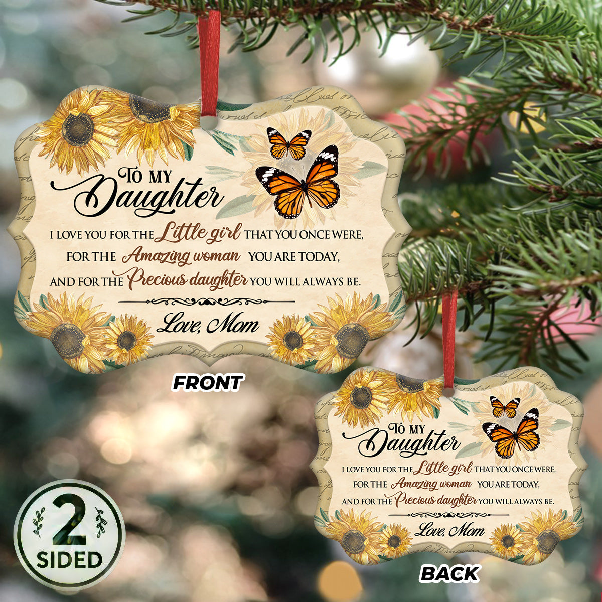 Fdt Sunflower Vintage To My Daughter Ornament - Christmas Ornament - Ciaocustom