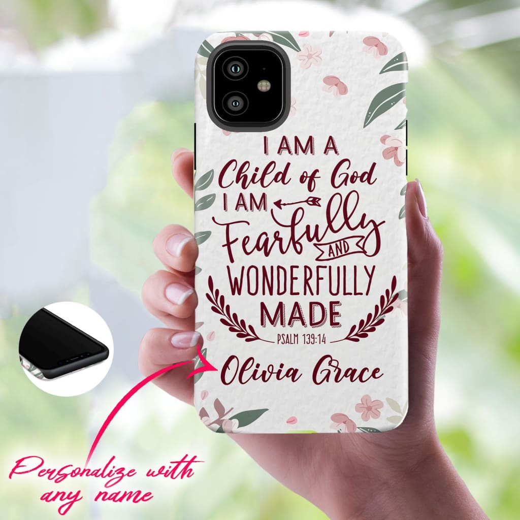 Fearfully And Wonderfully Made Personalized Name Iphone Case - Bible Verse Phone Cases Samsung