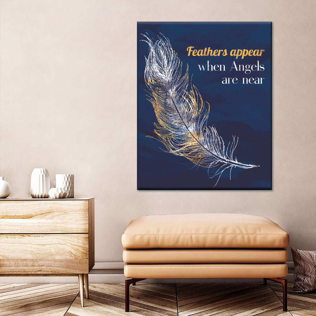 Feathers Appear When Angels Are Near Canvas Wall Art - Christian Wall Decor Art - Religious Wall Decor