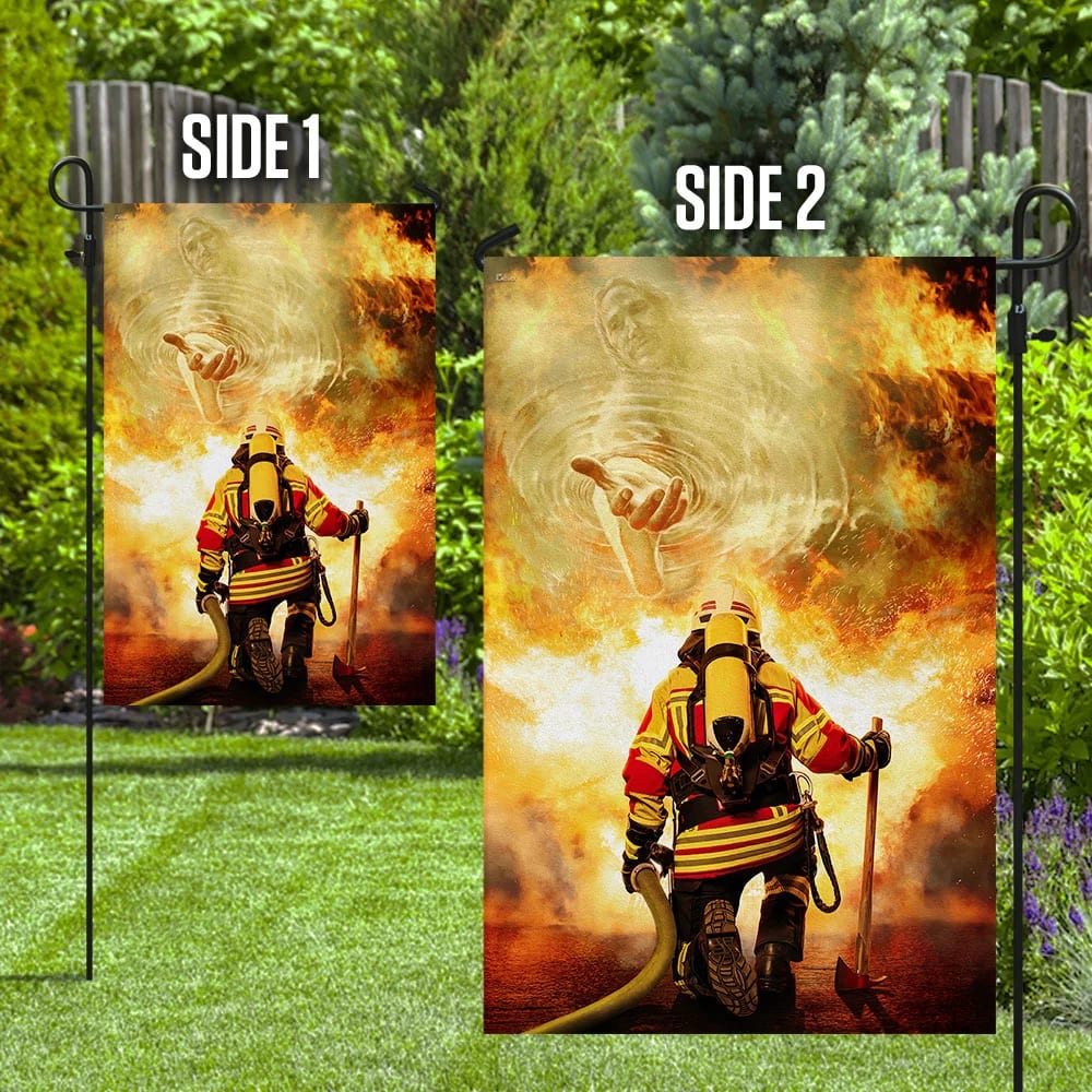 Firefighter God Jesus Flag - Outdoor Christian House Flag - Christian Garden Flags